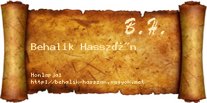 Behalik Hasszán névjegykártya